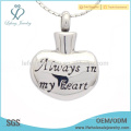 Stainless steel silver memorial urn pendant,engraved cremated ashes jewelry